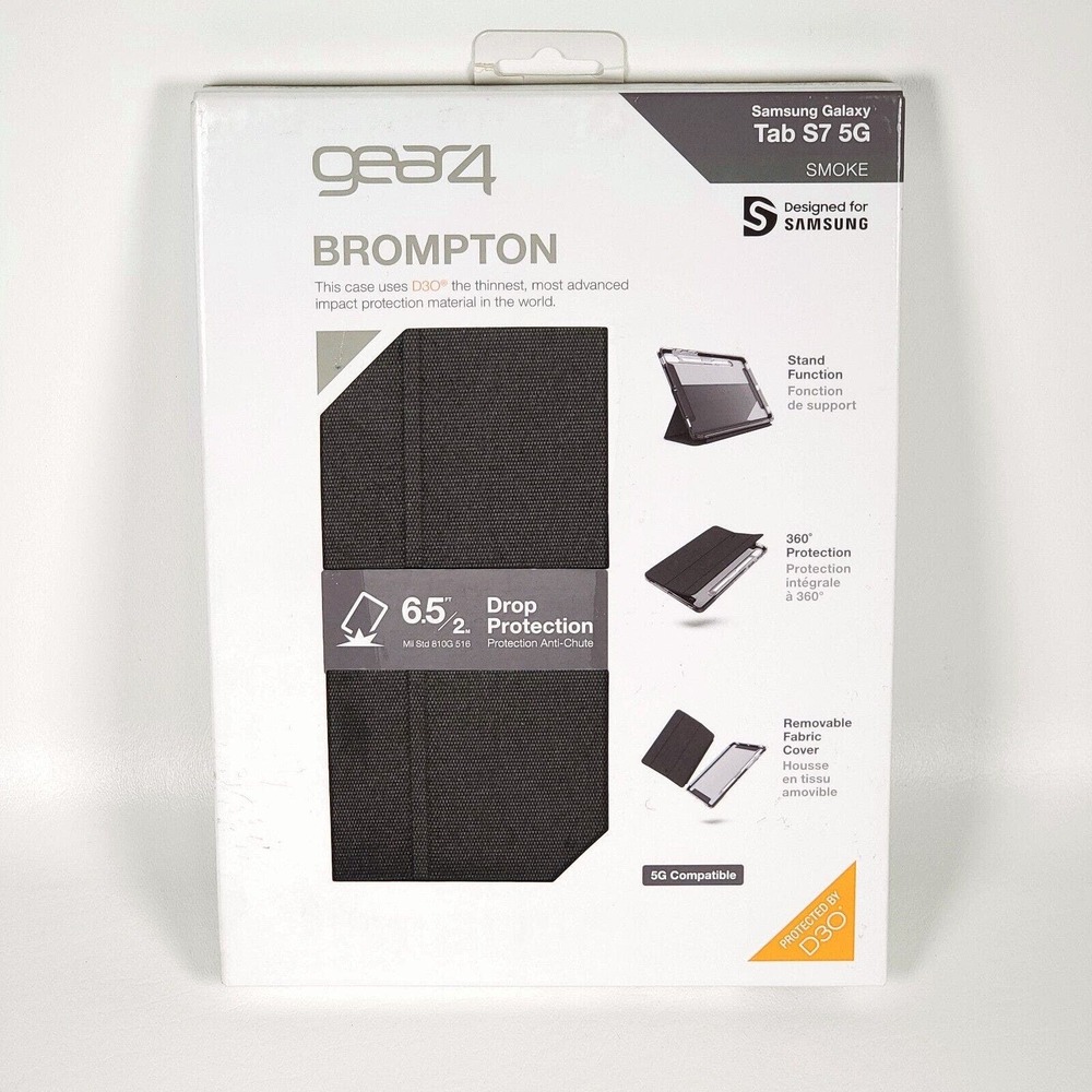 ZAGG Gear4 Brompton Case‎ for Samsung Galaxy Tab S7 5G - Smoke Gray/ Black Clear
